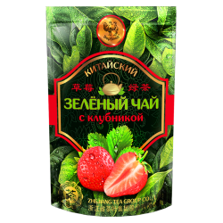 Китайский зелёный чай с клубникой в зип пакете