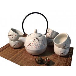 Чайный набор Сакура серый (чайник 0,5L + 6 пиал)