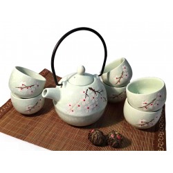 Чайный набор Сакура ментол (чайник 0,5L + 6 пиал)