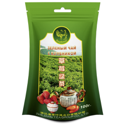 Зелёный чай с клубникой ВЕРБЛЮД в зип пакете