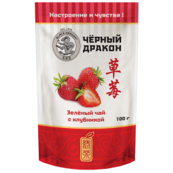 Зелёный чай с клубникой ЧЕРНЫЙ ДАРКОН в зип пакете