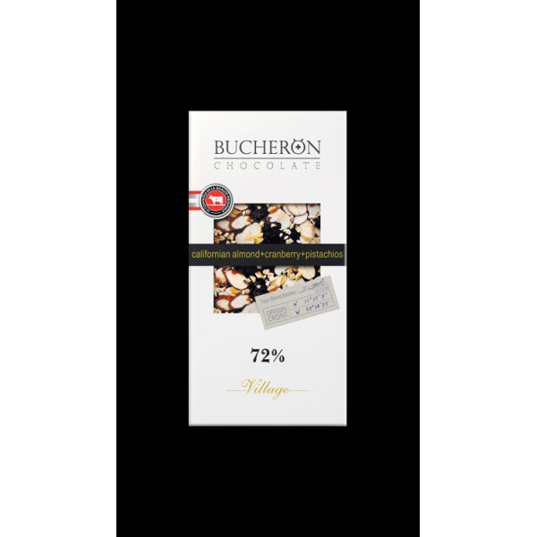 BUCHERON VILLAGE 72% ГОРЬКИЙ ШОКОЛАД С МИНДАЛЕМ, КЛЮКВОЙ И ФИСТАШКАМИ