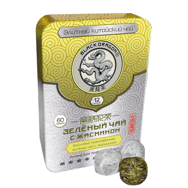 Зелёный чай с жасмином в жестяной коробке