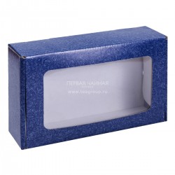 Коробка с окном (230х140х65, синий узор)