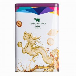 Банка для чая и кофе с логотипом Первая Чайная Компания, с окном (150х90х230)