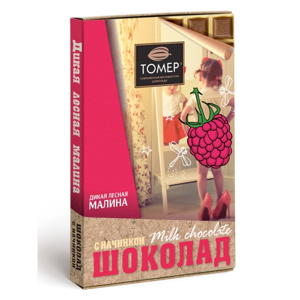 Молочный шоколад Томер 'Дети' с дикой лесной малиной, 115 гр Молочный шоколад Томер 'Дети' с дикой лесной малиной, 115 гр